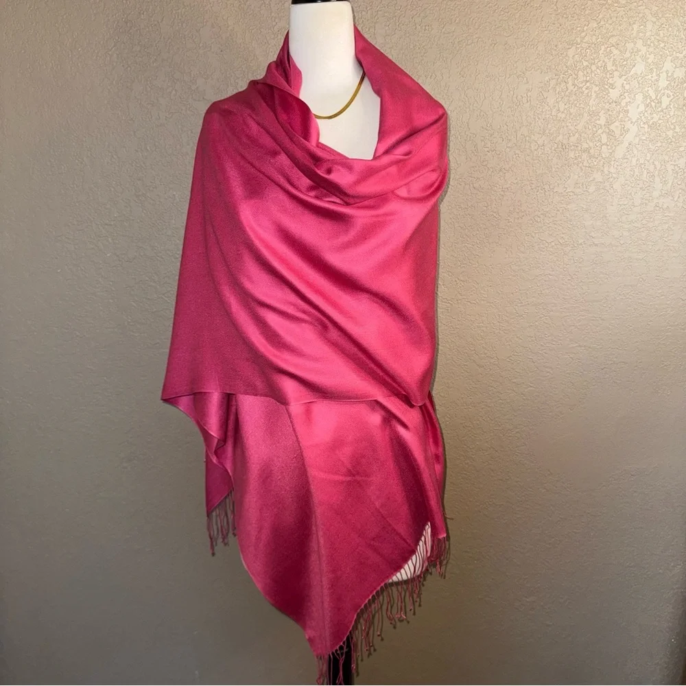 Talbots Vibrant Pink Silk Scarf